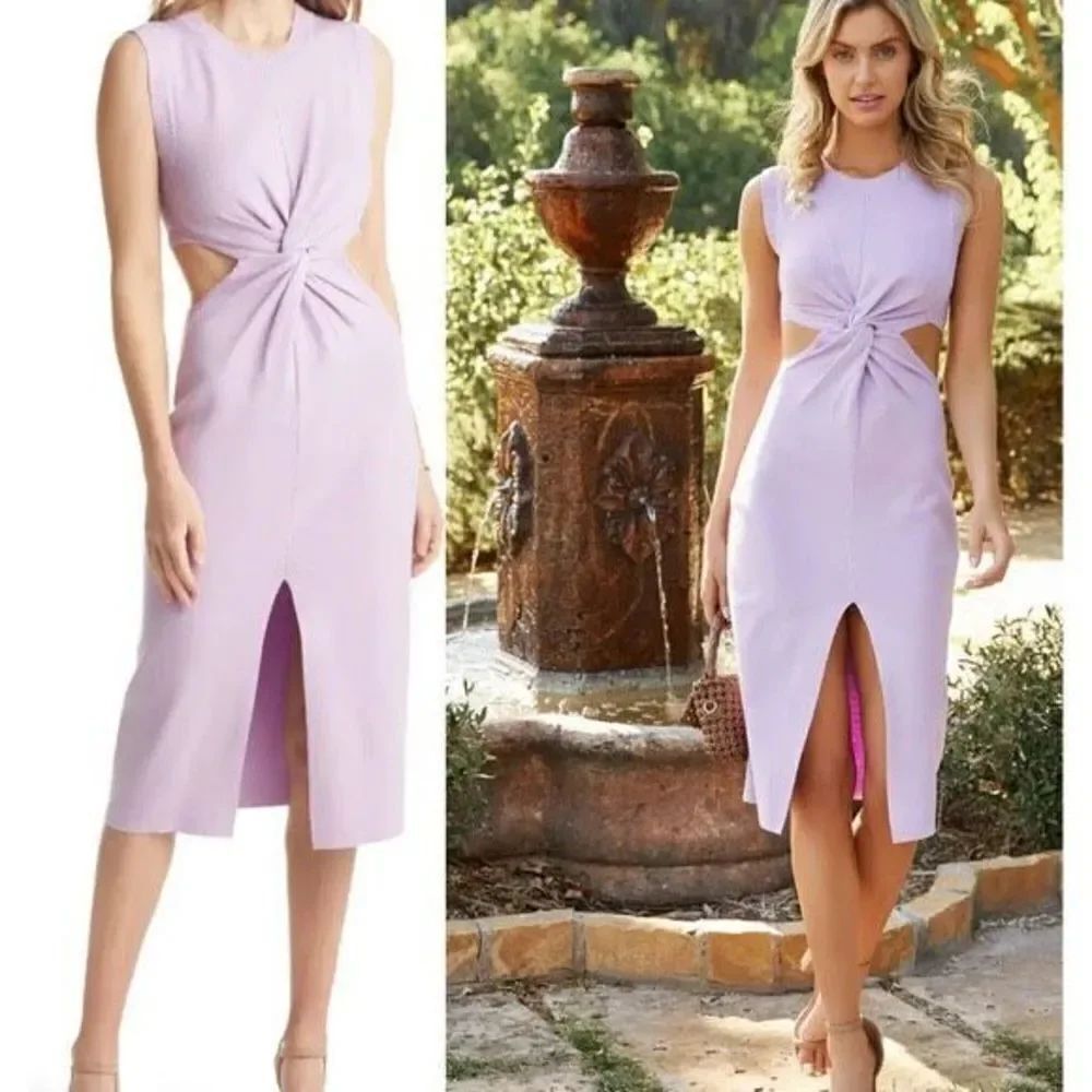 Vici knit stretch CutOut Dress Lavender front slit size M